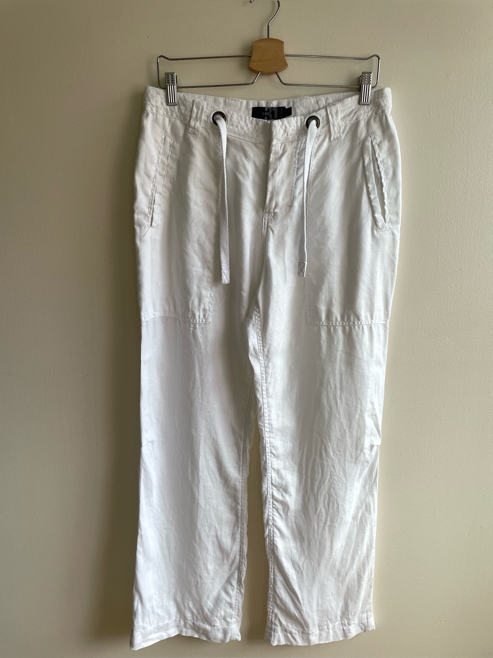 Le 31 Simons 100% Linen White Straight Leg Drawstring Pants Size 31